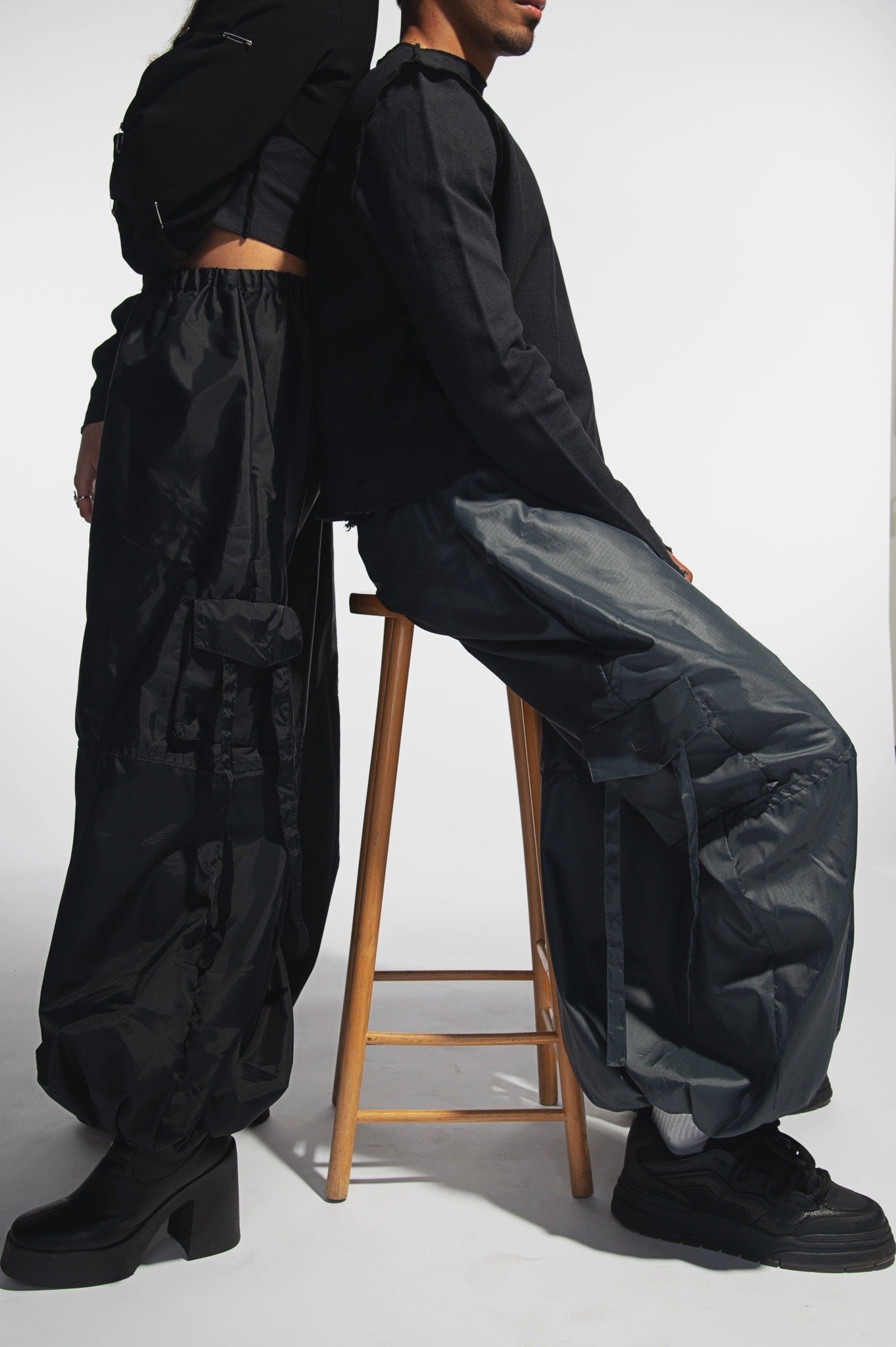 GREY PARACHUTE PANTS