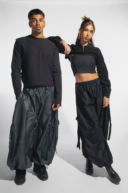 GREY PARACHUTE PANTS