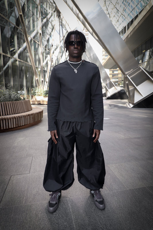 BLACK PARACHUTE PANTS